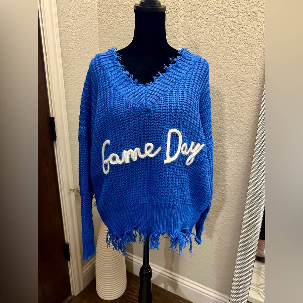 New! Fringe & Sparkle Game Day Sweater (Small) - Picture 4 of 7